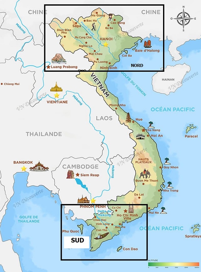 Carte Touristique du Vietnam : Du Nord au Sud